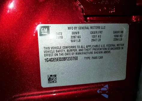 2011 Buick Lacrosse Cxs z USA, uszkodzony, nr VIN 1G4GE5ED2BF233768